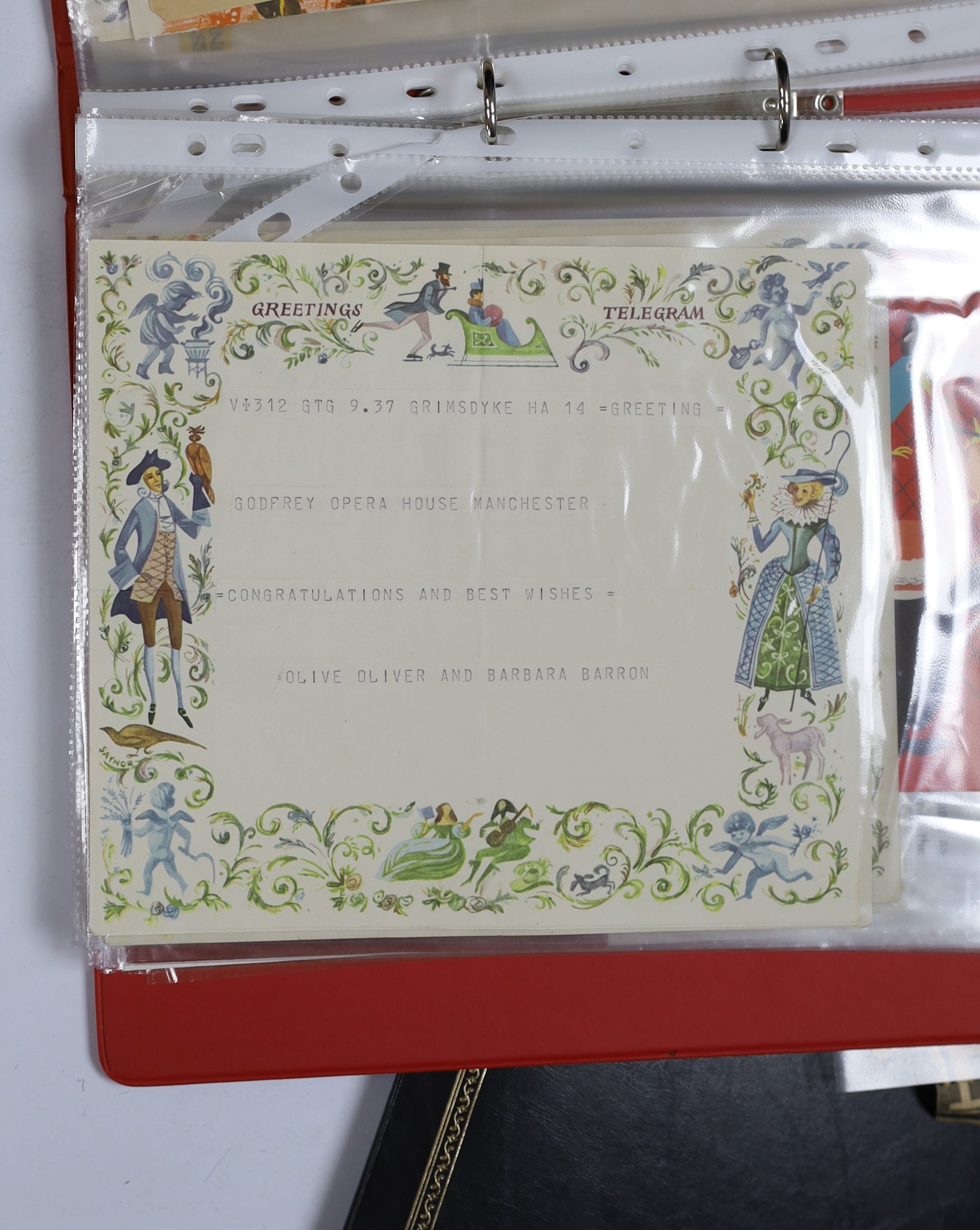 D’Oyly Carte interest; a silver plated tray with etched signatures of singers and principal artists of the D’Oyly Carte Opera Company, presented to Musical Director Isidore Godfrey on his retirement in 1968, together wit